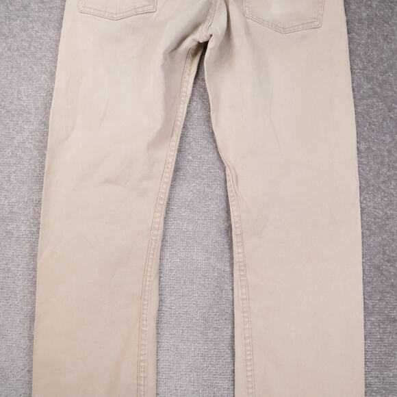 Levi's 513 Slim Straight Denim Stretch Jeans Distressed Cream Size 33x32 - Picture 16 of 16